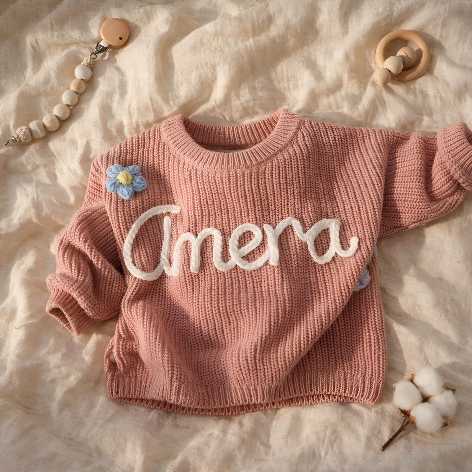 Custom Embroidered Baby Name Sweater: Soft Knit Keepsake Gift
