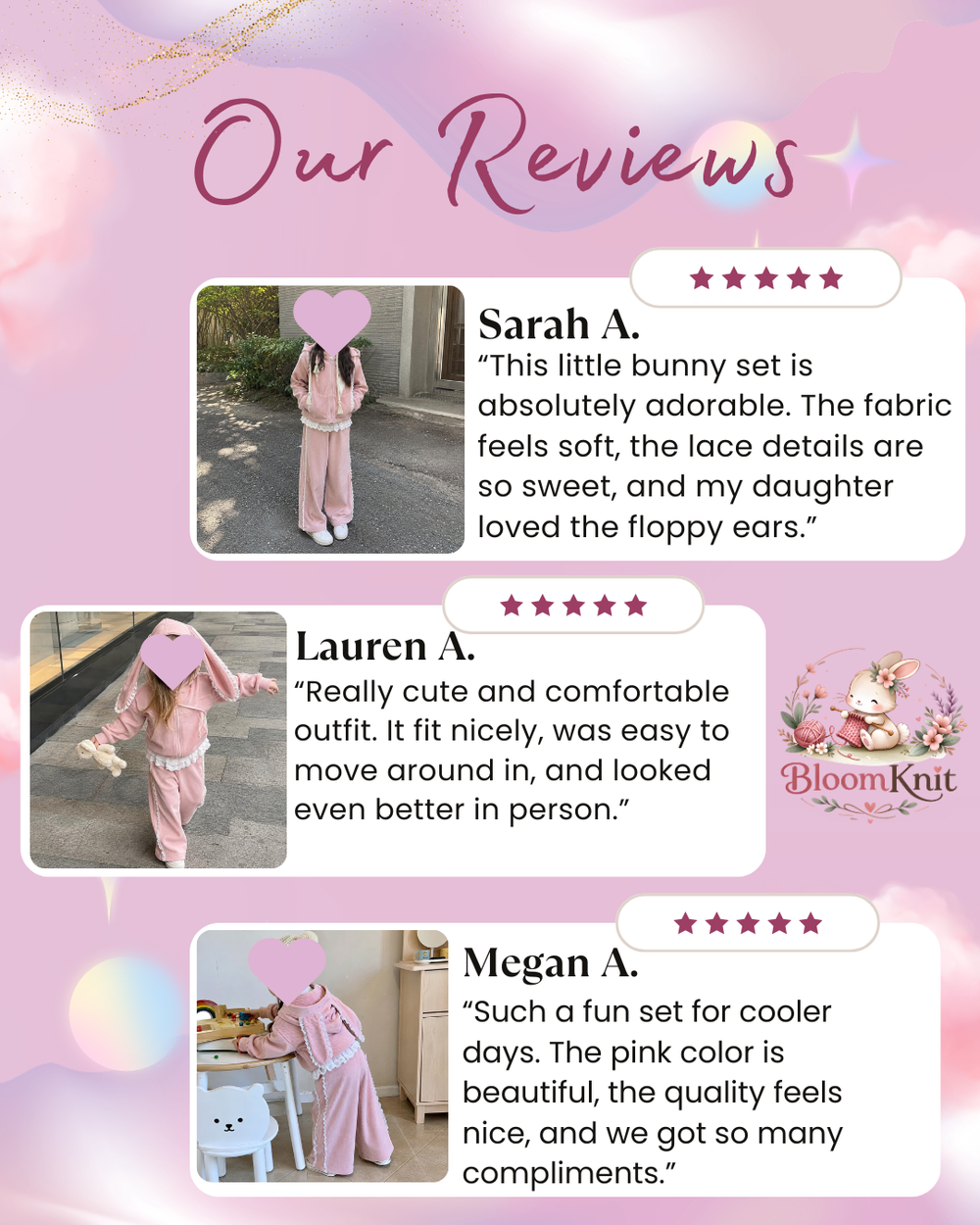 Girls Pink Bunny Ear Hoodie and Lace Ruffle Pants Set, 2-Piece Ribbed Outfit