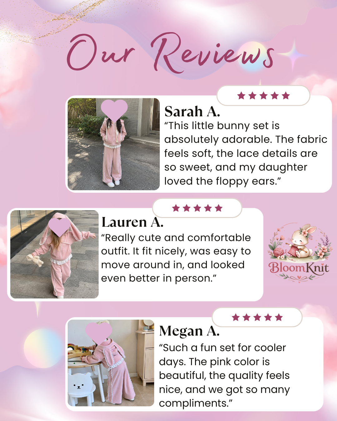 Girls Pink Bunny Ear Hoodie and Lace Ruffle Pants Set, 2-Piece Ribbed Outfit