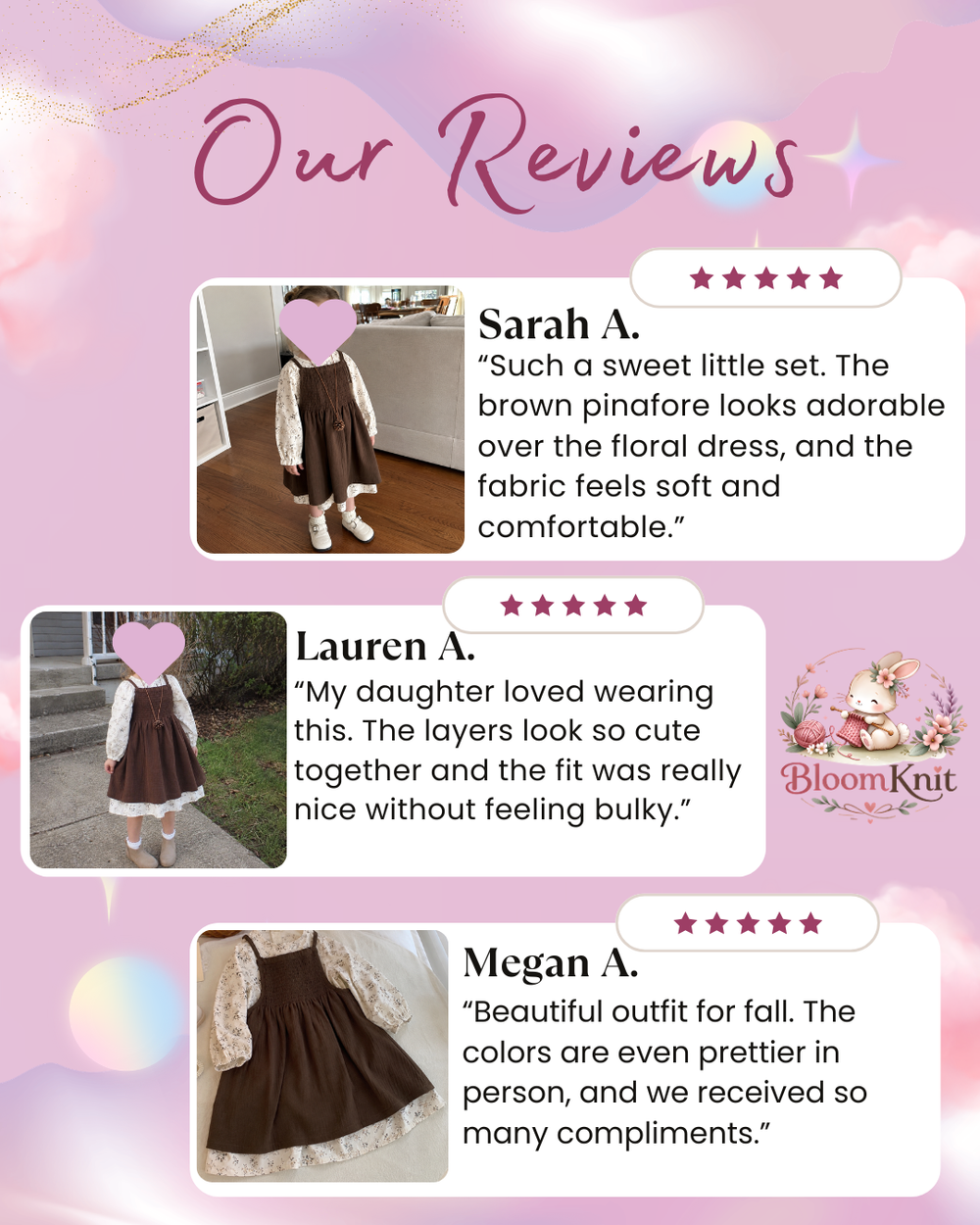 Girls Brown Smocked Pinafore and Floral Long Sleeve Dress, 2-Piece Fall Set