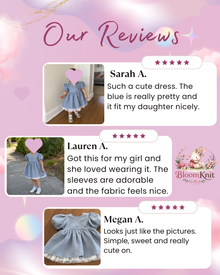 Girls Dusty Blue Linen Puff Sleeve Dress with White Ruffle Hem, Fall Birthday Outfit