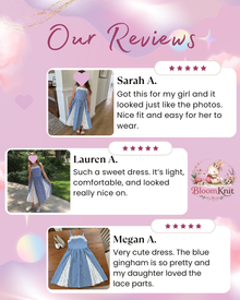 Girls Blue Gingham Maxi Dress with White Floral Lace, Fall Layering Dress