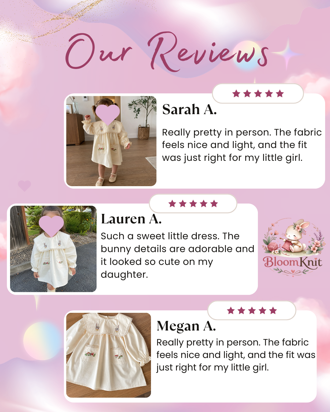 Girls Cream Rabbit Embroidered Cotton Pocket Dress