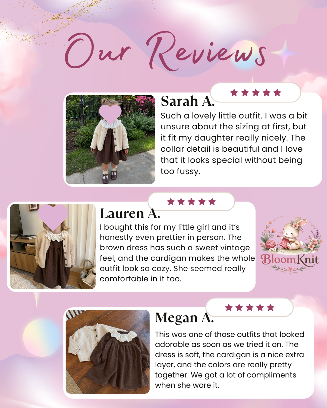 Girls Autumn Cardigan, Dress Sets or Separate Pieces, 7 Styles