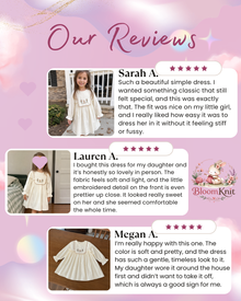 Girls Ivory Embroidered Cotton Dress, Long Sleeve Fall Toddler Outfit