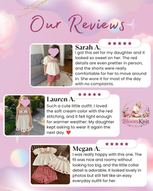 Girls Ivory Embroidered Top, Pants or Plaid Shorts, Cotton Separates