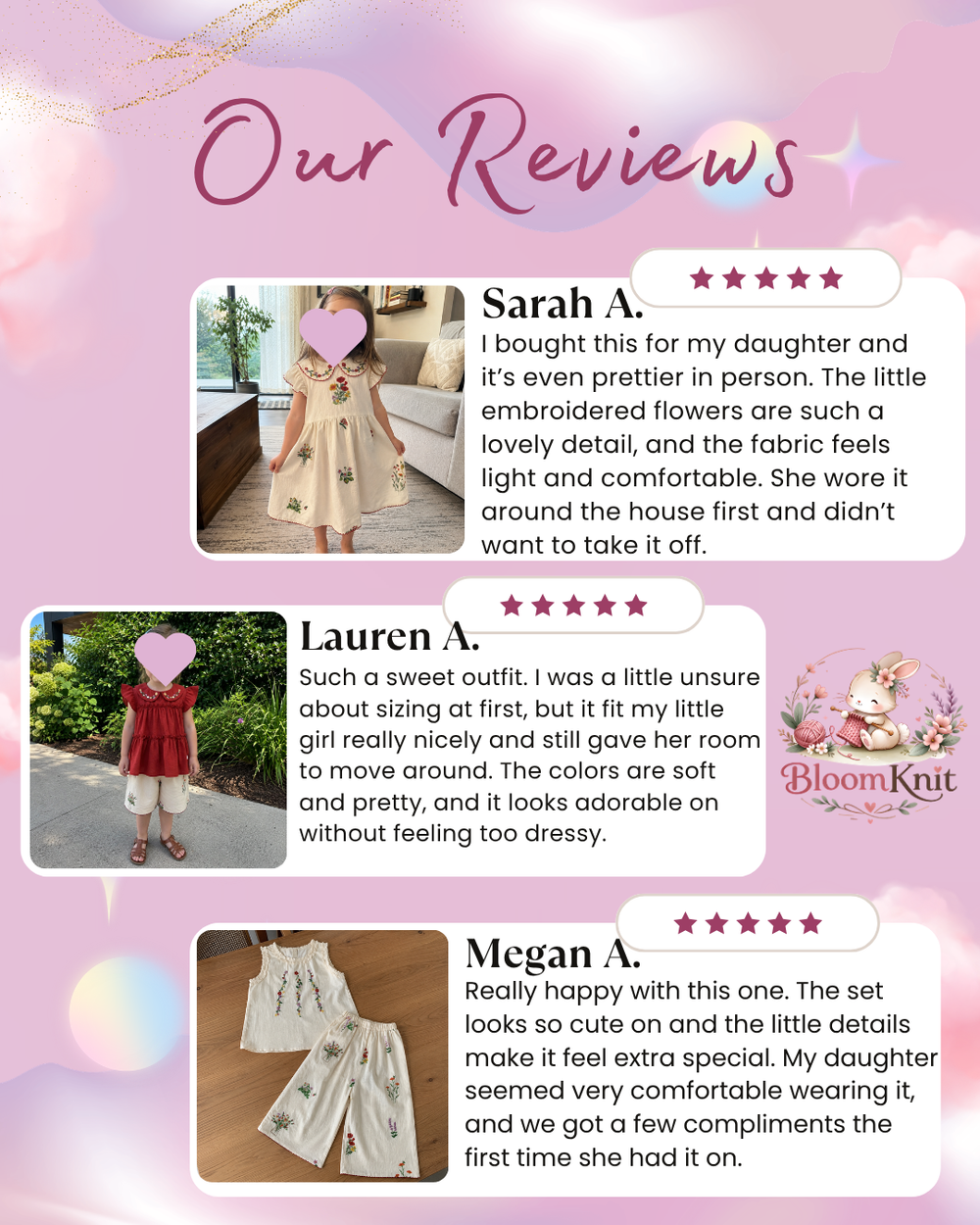 Girls Floral Embroidered Cotton Separates, Ruffle Dress Top or Pants