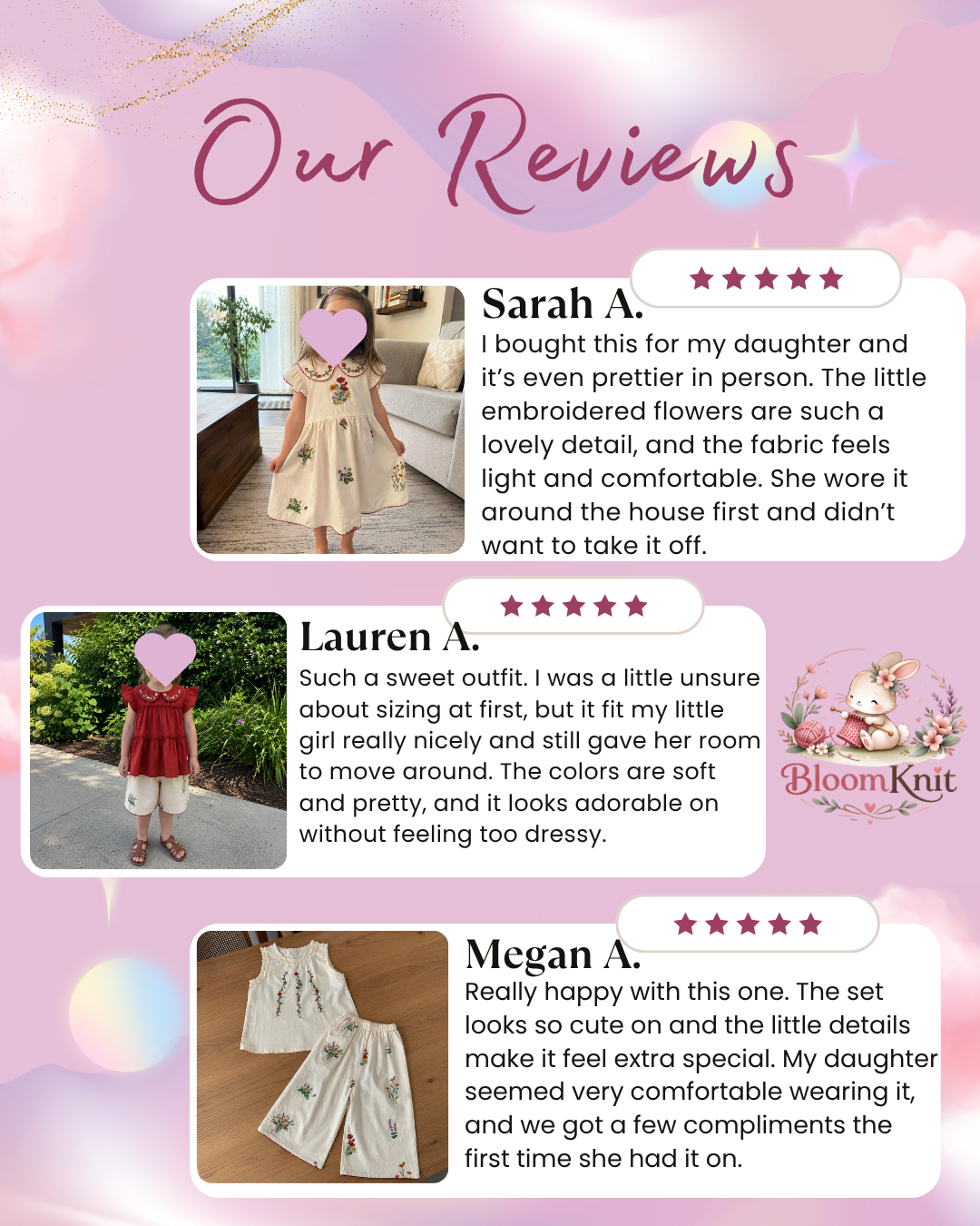 Girls Floral Embroidered Cotton Separates, Ruffle Dress Top or Pants
