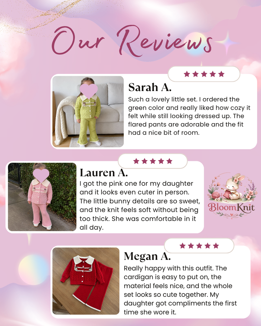 Girls Knit Cardigan and Flared Pants Set, Teddy Bear Two-Piece Outfit