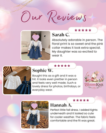 Girls Denim Pinafore Dress Set or Ivory Pleated Dress