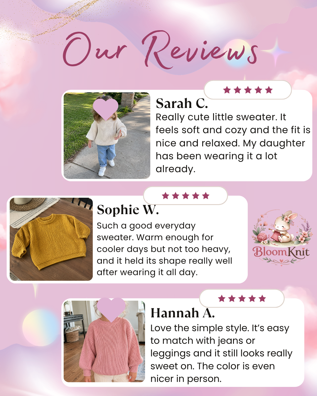 Kids Chunky Cotton Sweater, Textured Knit Pullover, 14 Colors