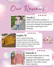 Kids Chunky Cotton Sweater, Textured Knit Pullover, 14 Colors