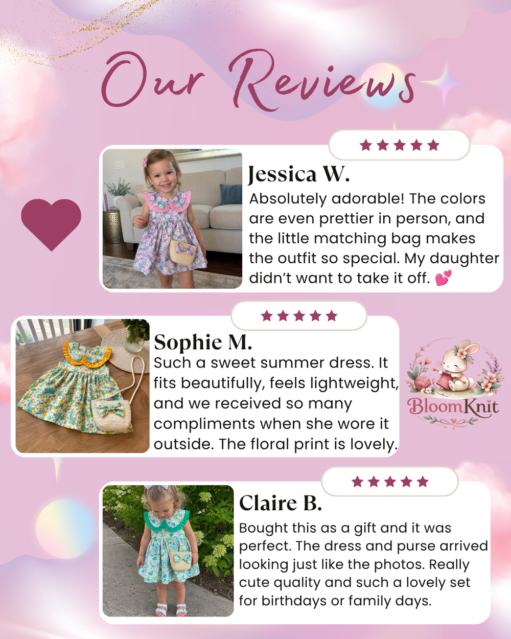 Floral Toddler Dress with Ruffle Peter Pan Collar and Straw Bag Set