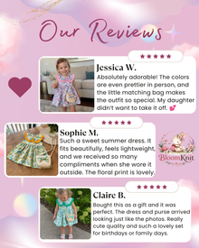 Floral Toddler Dress with Ruffle Peter Pan Collar and Straw Bag Set