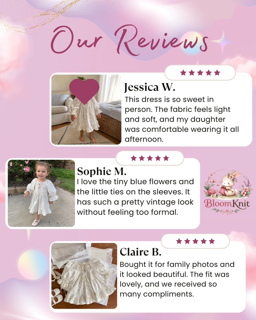 Girls Cotton Ruffle Dress, Puff Sleeves, Back Bow and Floral Styles