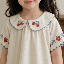 Girls Strawberry Cotton Dress or Shorts Set, Ivory Embroidered Outfit