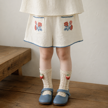 Girls Strawberry Cotton Dress or Shorts Set, Ivory Embroidered Outfit