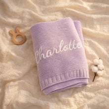 Custom Embroidered Cotton Knit Baby Blanket, Soft Stroller Blanket, Newborn Keepsake
