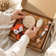 Newborn Baby Gift Box, Crochet Rattle & Muslin Blanket Baby Shower Gift Set