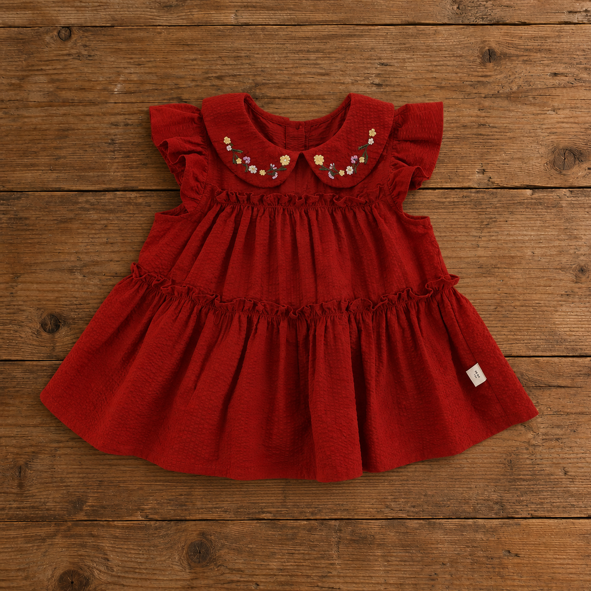 Girls Floral Embroidered Cotton Separates, Ruffle Dress Top or Pants