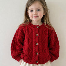 Kids Mohair Blend Cable Knit Cardigan, Grey Beige or Red