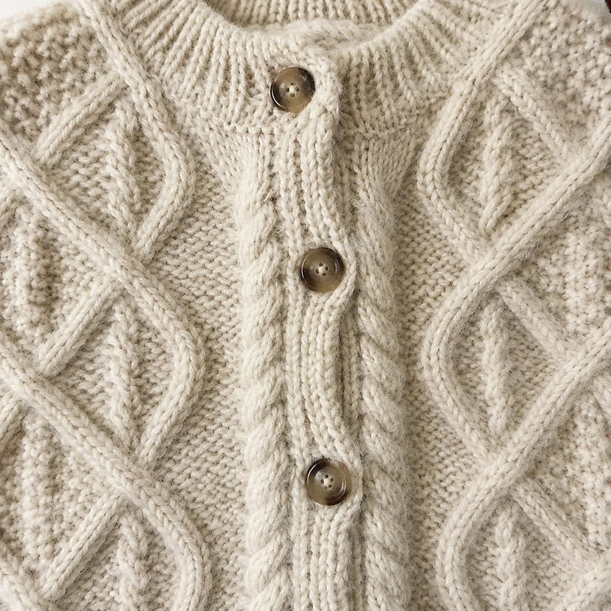 Cream cardigan cable knit and button detail