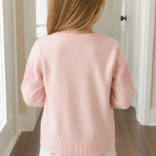 Girls Pink Bunny Knit Cardigan with Pearl Bead Details