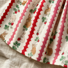 Girls Bunny & Strawberry Print Dress with Embroidered Scalloped Collar