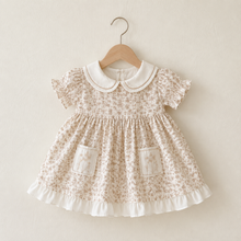 Girls Ditsy Floral Dress with Peter Pan Collar & Ruffle Hem
