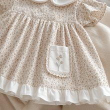 Girls Ditsy Floral Dress with Peter Pan Collar & Ruffle Hem