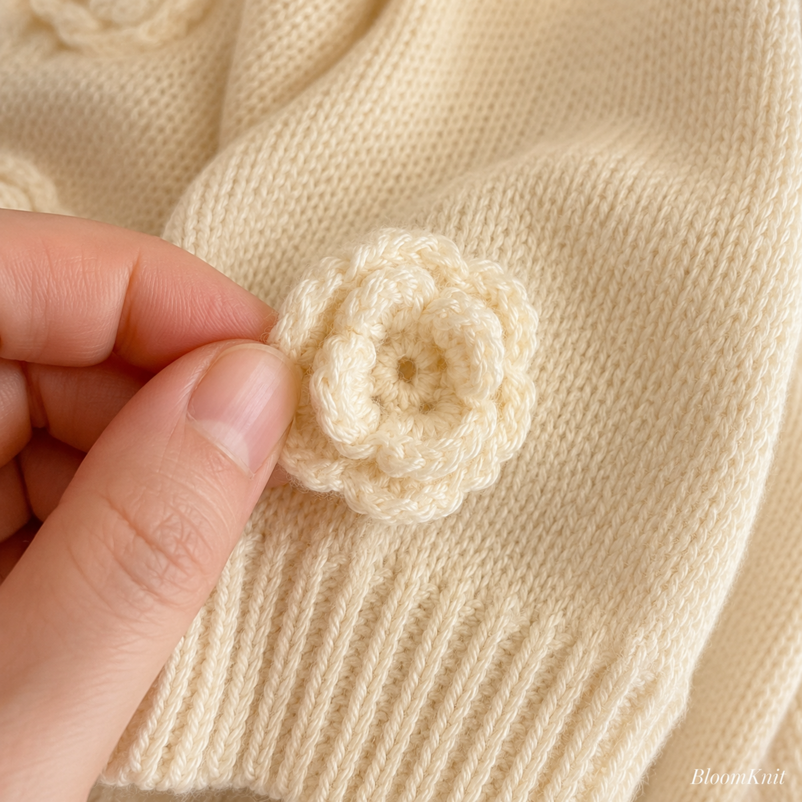 Ivory crochet flower close-up