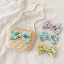 Floral Toddler Dress with Ruffle Peter Pan Collar and Straw Bag Set