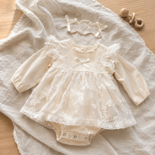 Ivory Lace Baby Romper with Headband & Baby Shower Outfit