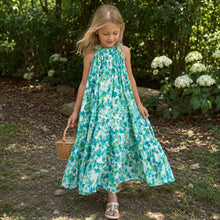 Girls Botanical Cotton Maxi Dress, Emerald Green or Purple Floral