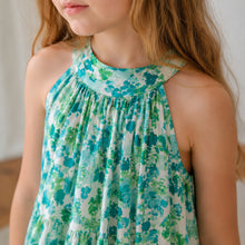 Girls Botanical Cotton Maxi Dress, Emerald Green or Purple Floral