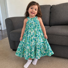 Girls Botanical Cotton Maxi Dress, Emerald Green or Purple Floral