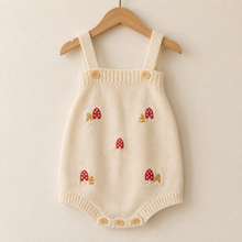Ivory Mushroom Embroidered Knit Baby Cardigan or Suspender Romper
