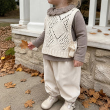 Girls Neutral Knit Vest, Ruffle Top and Corduroy Pants, 3-Piece Fall Outfit
