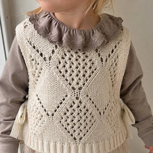 Girls Neutral Knit Vest, Ruffle Top and Corduroy Pants, 3-Piece Fall Outfit