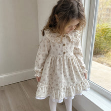 Girls Ivory Ditsy Floral Ruffle Collar Cotton Dress