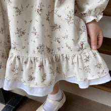 Girls Ivory Ditsy Floral Ruffle Collar Cotton Dress