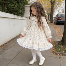 Girls Ivory Ditsy Floral Ruffle Collar Cotton Dress