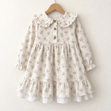 Girls Ivory Ditsy Floral Ruffle Collar Cotton Dress