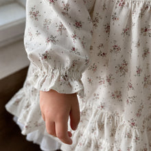 Girls Ivory Ditsy Floral Ruffle Collar Cotton Dress