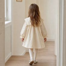 Girls Cream Rabbit Embroidered Cotton Pocket Dress
