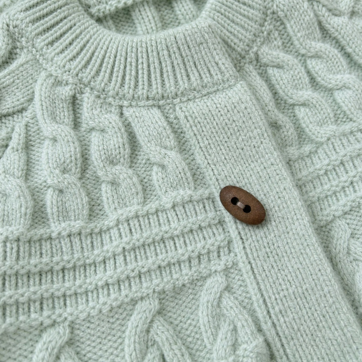 Kids Textured Knit Button Cardigan in Cream, Mint or Mustard — BloomKnit product photo 5 of 10