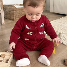 Baby Knit Cardigan or Romper with Animal Embroidery, Toddler Button Sweater