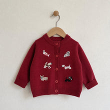 Baby Knit Cardigan or Romper with Animal Embroidery, Toddler Button Sweater