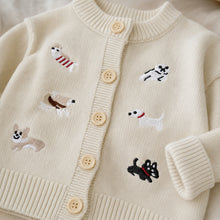 Baby Knit Cardigan or Romper with Animal Embroidery, Toddler Button Sweater