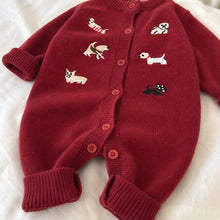 Baby Knit Cardigan or Romper with Animal Embroidery, Toddler Button Sweater